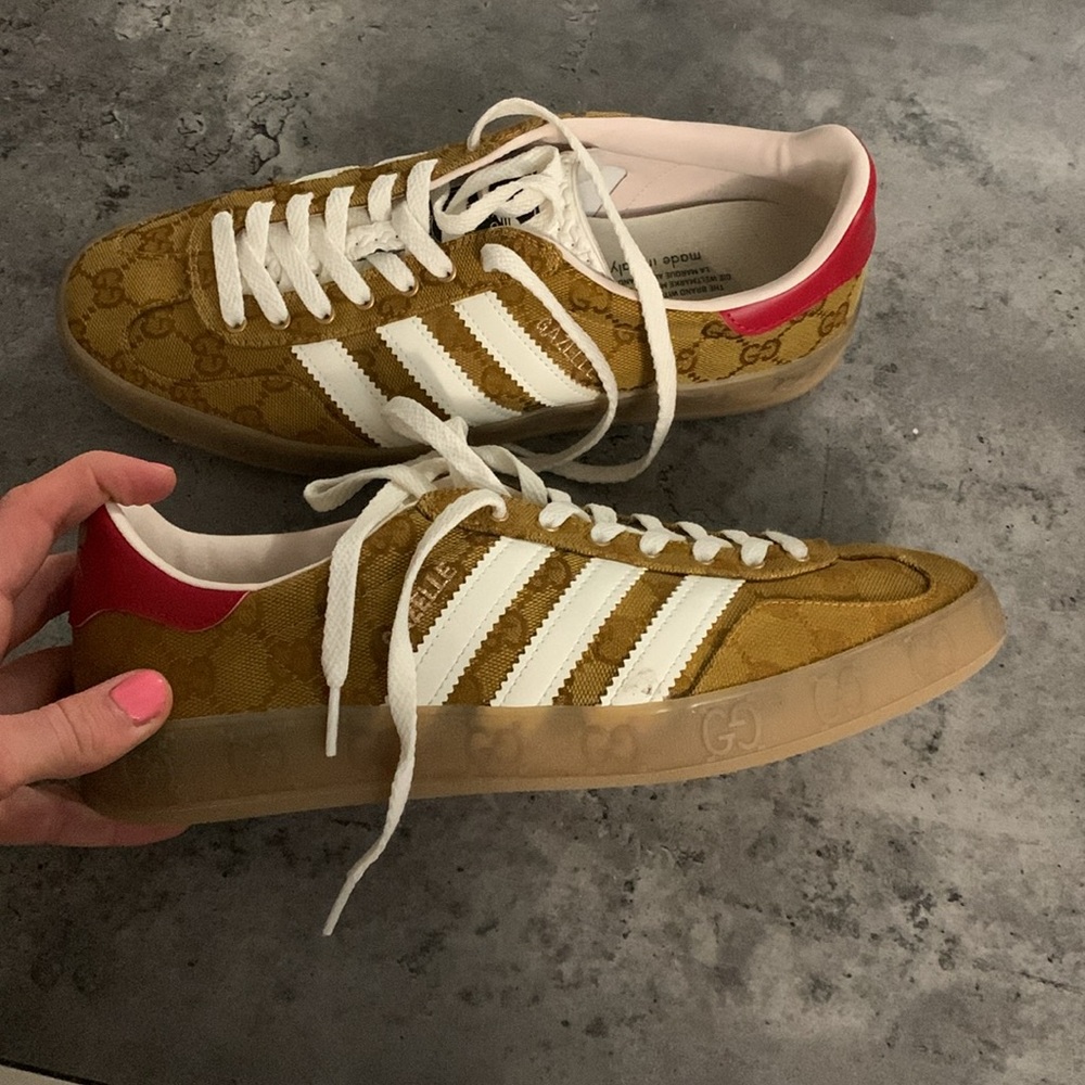 Gucci x Adidas Gazelle Low Top Sneakers (gold pair)